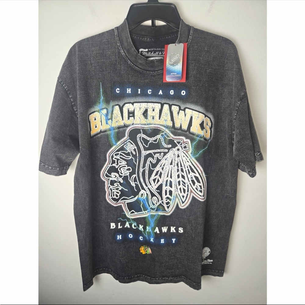 Mitchell & Ness Chicago Blackhawks Crease Lightning Tee Black Large